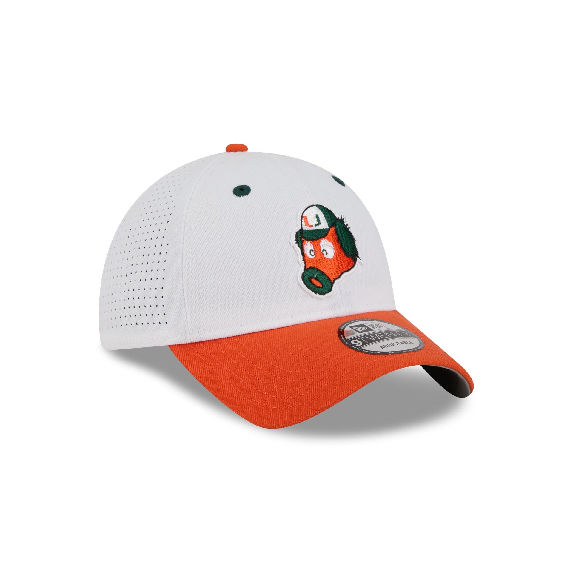 New Era x adidas Miami Hurricanes White Mascot 9TWENTY Adjustable Hat
