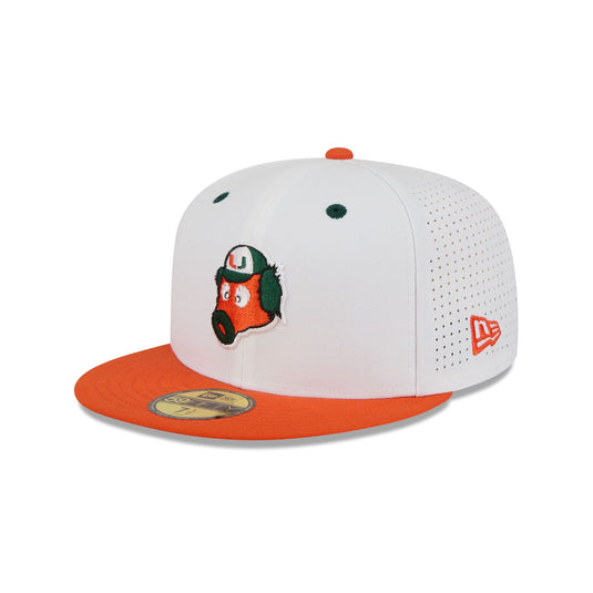 New Era x adidas Miami Hurricanes White Mascot 59FIFTY Fitted Hat - New Era Cap