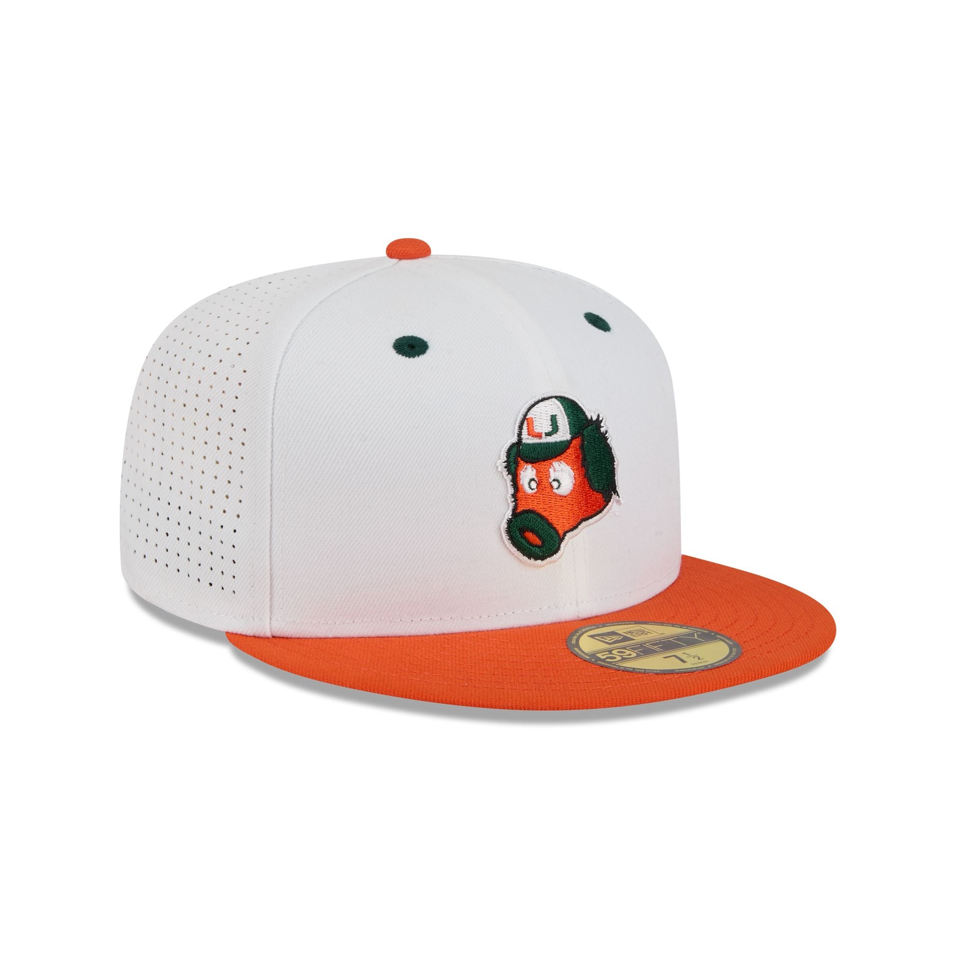 New Era x adidas Miami Hurricanes White Mascot 59FIFTY Fitted Hat