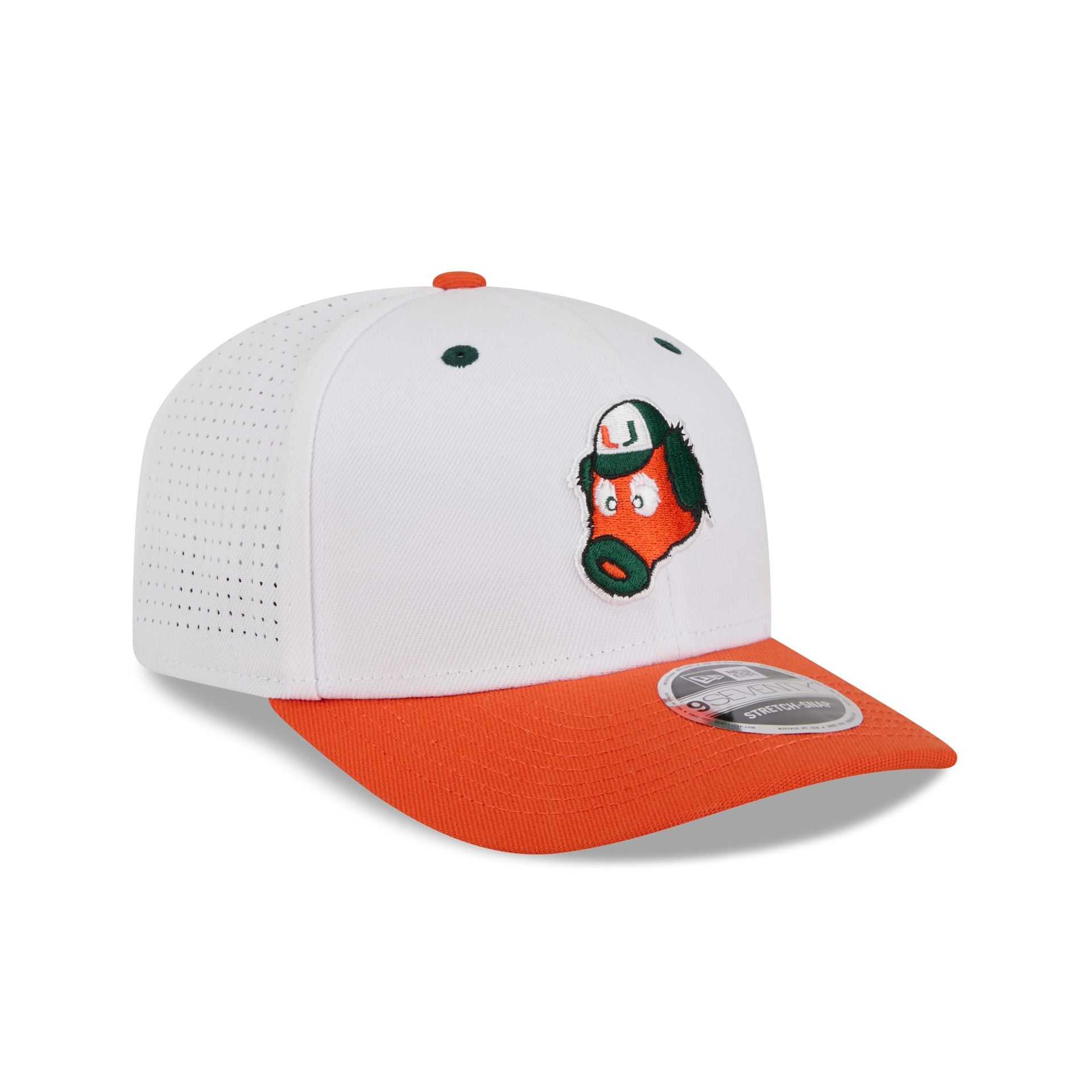 New Era x adidas Miami Hurricanes White Mascot 9SEVENTY Stretch-Snap Hat