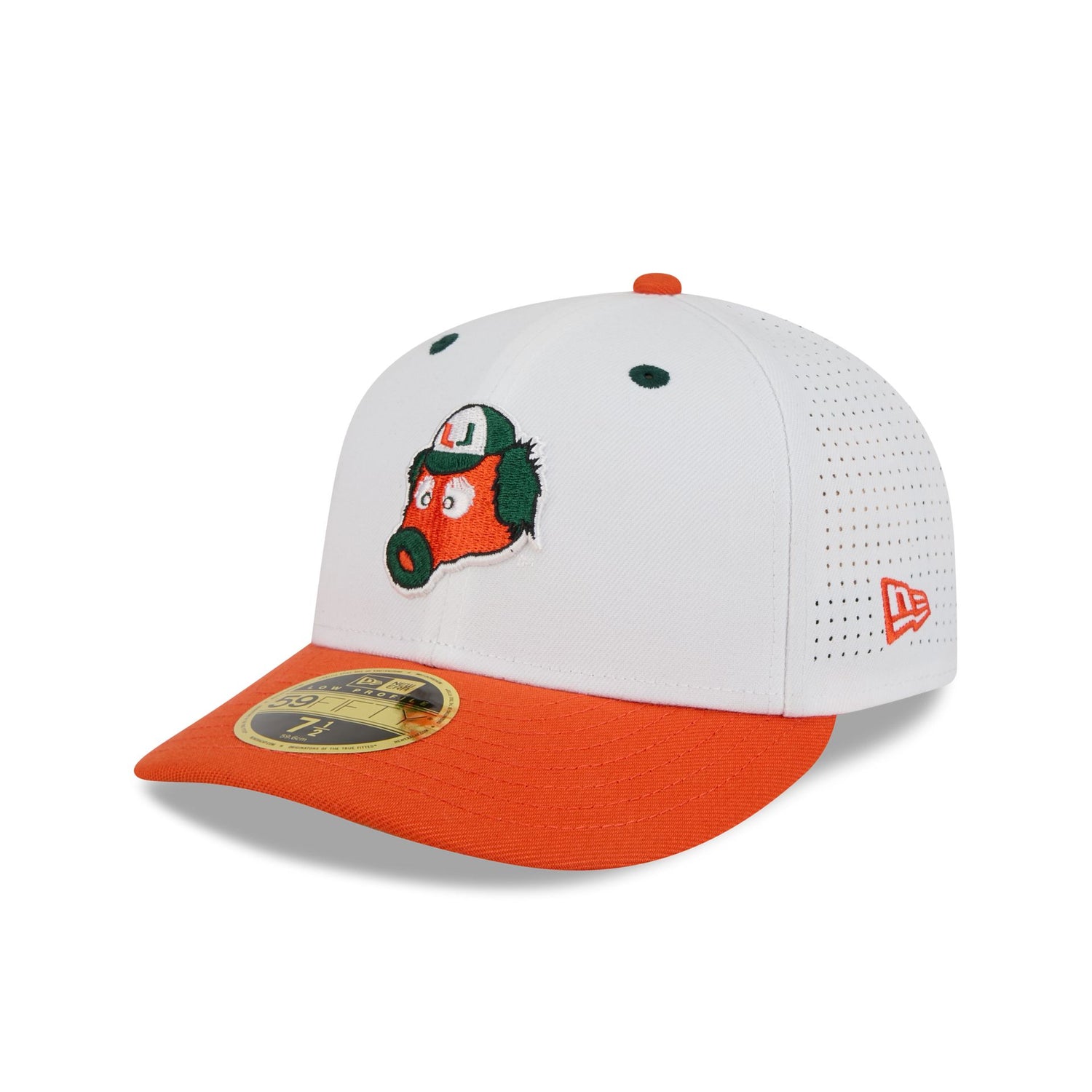 New Era x adidas Miami Hurricanes White Mascot Low Profile 59FIFTY Fitted Hat