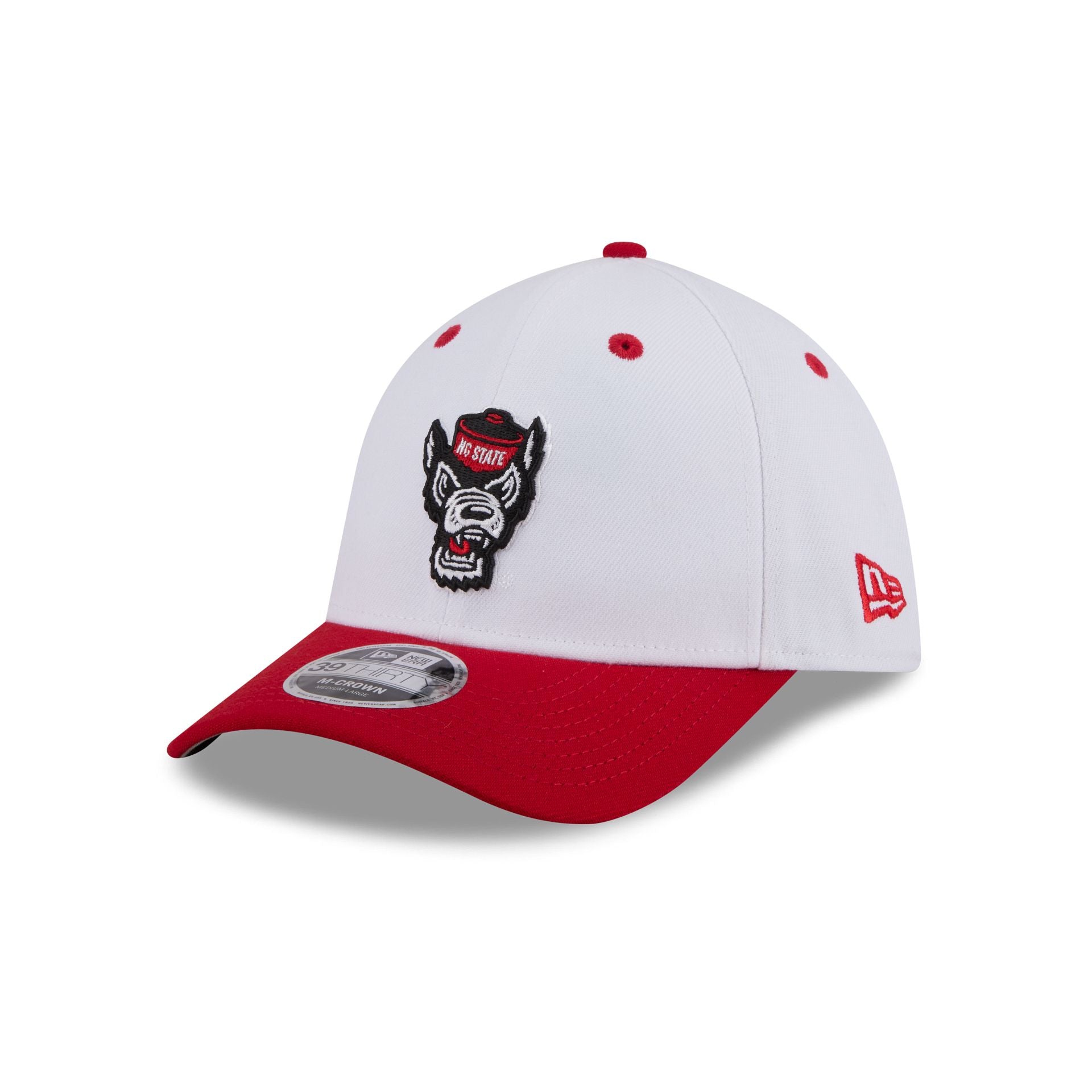 New Era x adidas NC State Wolfpack White 39THIRTY M-Crown Stretch Fit Hat