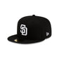San Diego Padres Basic Black & White 59FIFTY Fitted Hat