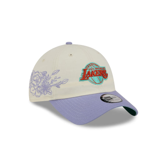 Los Angeles Lakers Lavender Flowers Casual Classic Adjustable Hat - New Era Cap