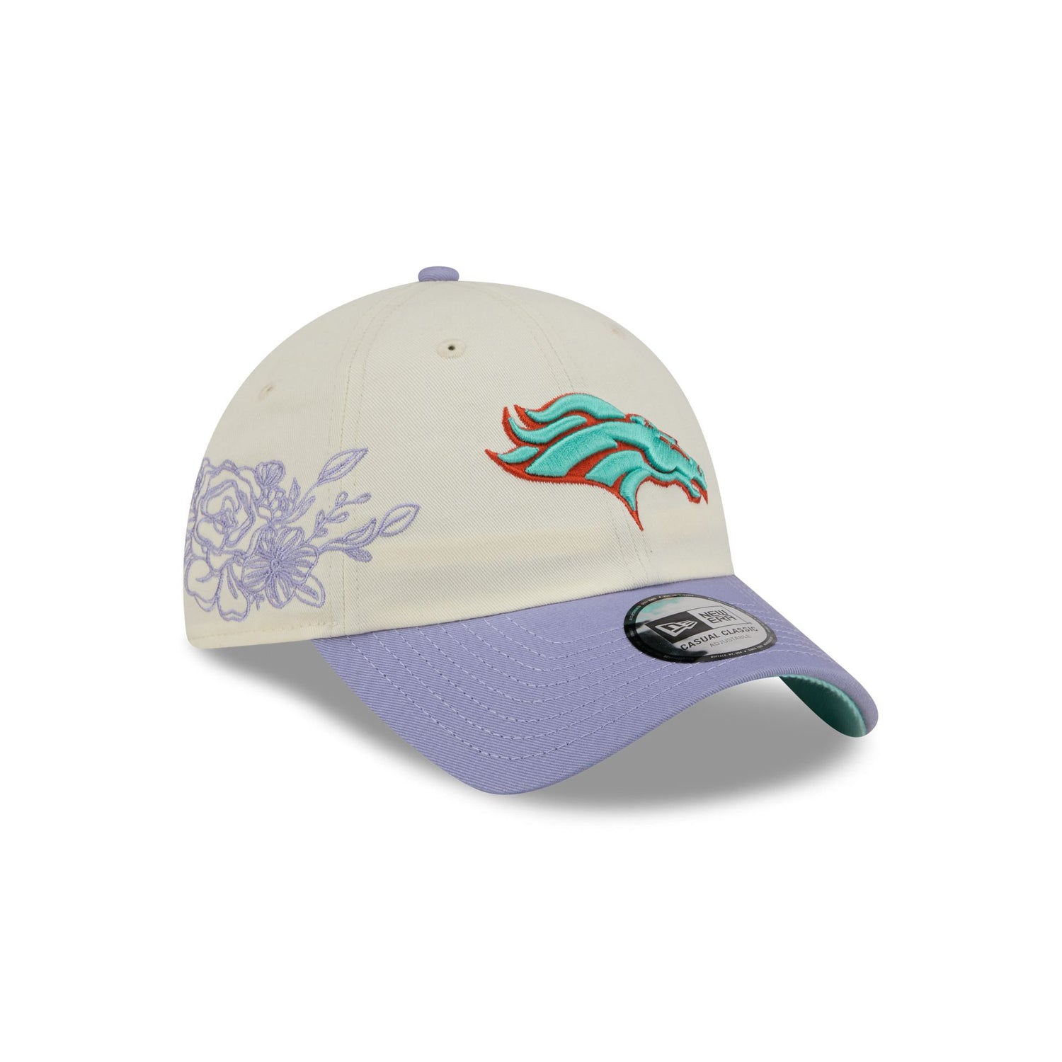 Denver Broncos Lavender Flowers Casual Classic Adjustable Hat