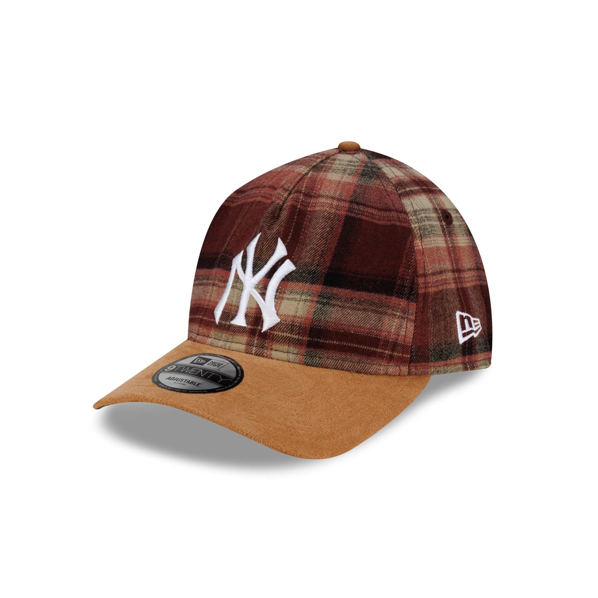 New York Yankees Plaid Suede Red 9TWENTY A-Frame Adjustable Hat