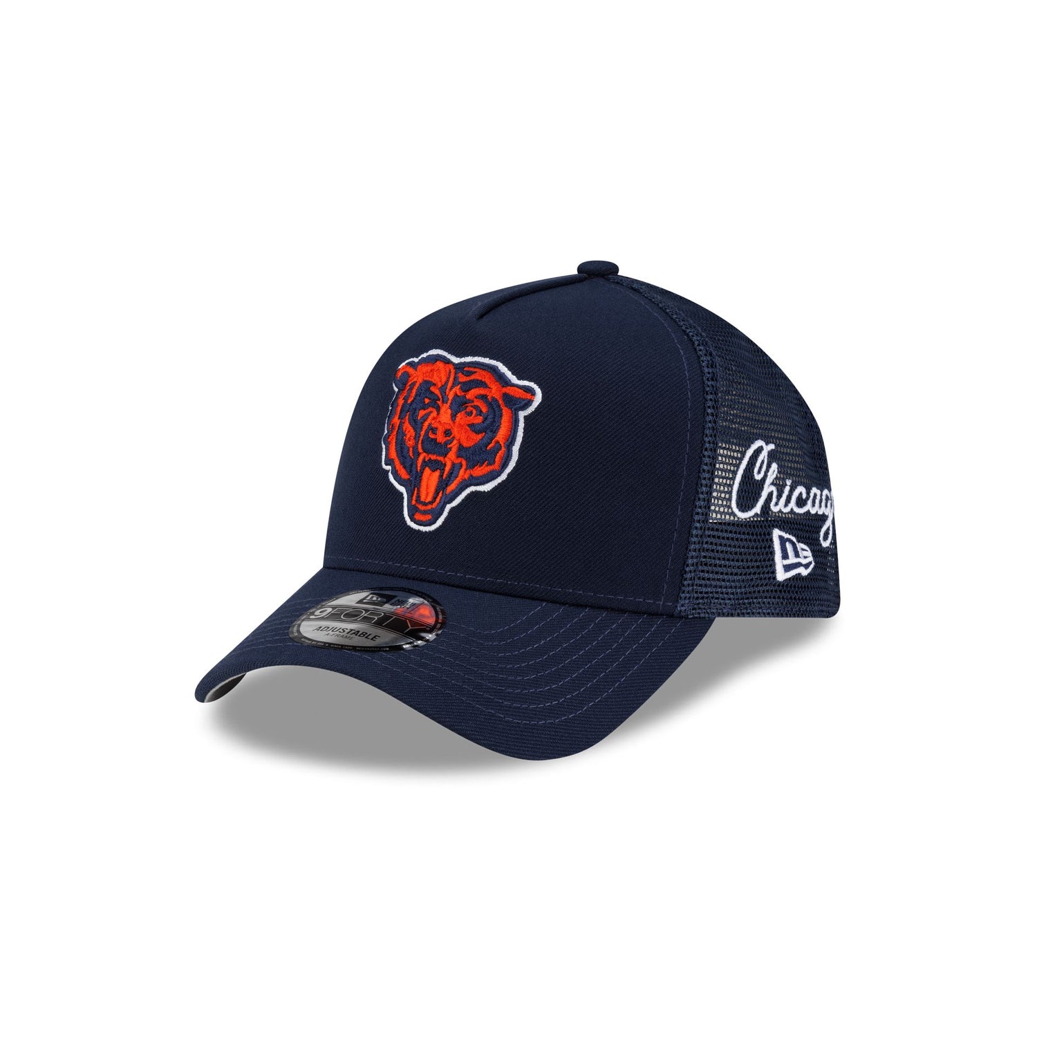 Chicago Bears Side Script 9FORTY A-Frame Trucker Hat