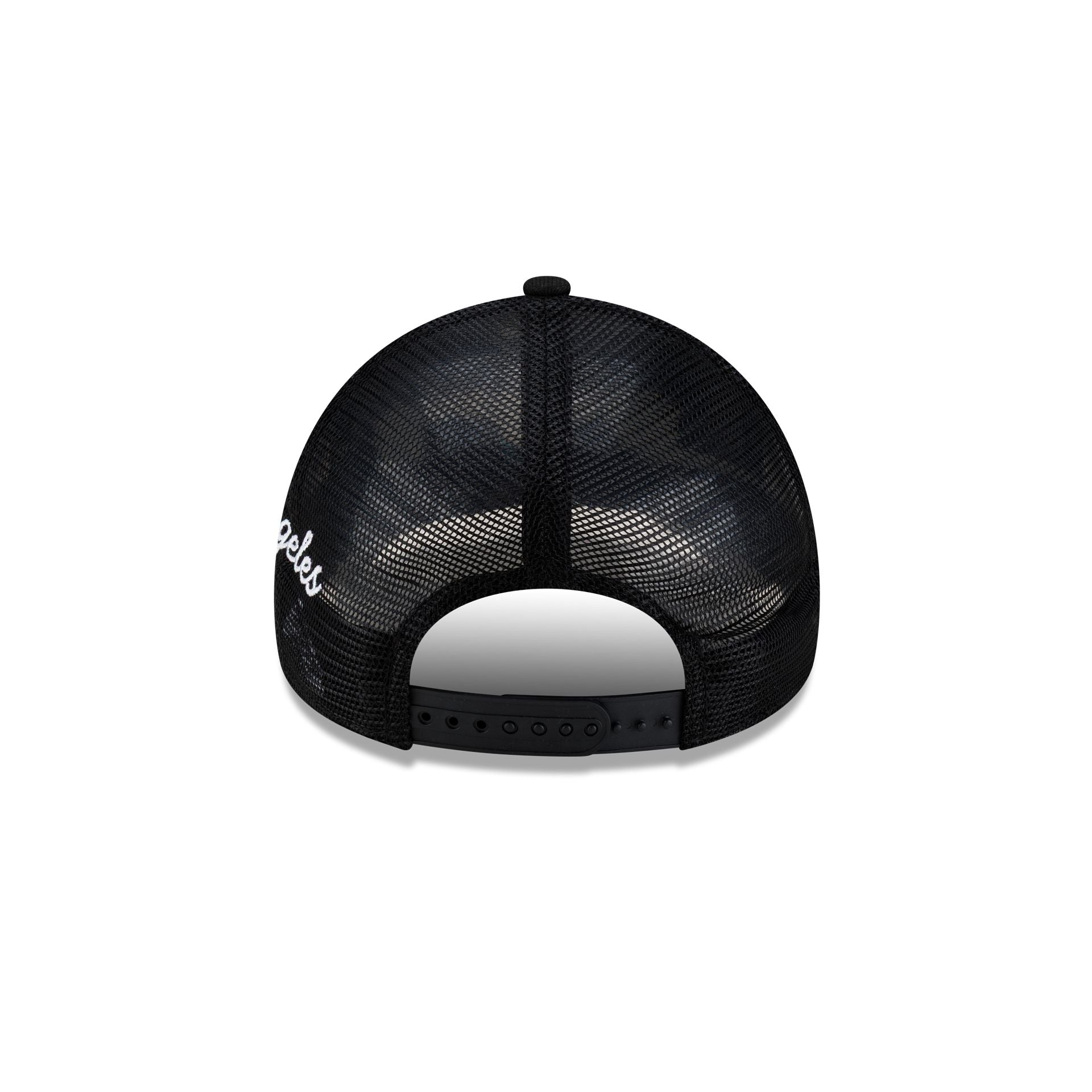 Los Angeles Dodgers Side Script Black 9FORTY A-Frame Trucker Hat