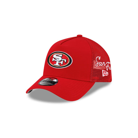 San Francisco 49ers Side Script 9FORTY A-Frame Trucker Hat - New Era Cap