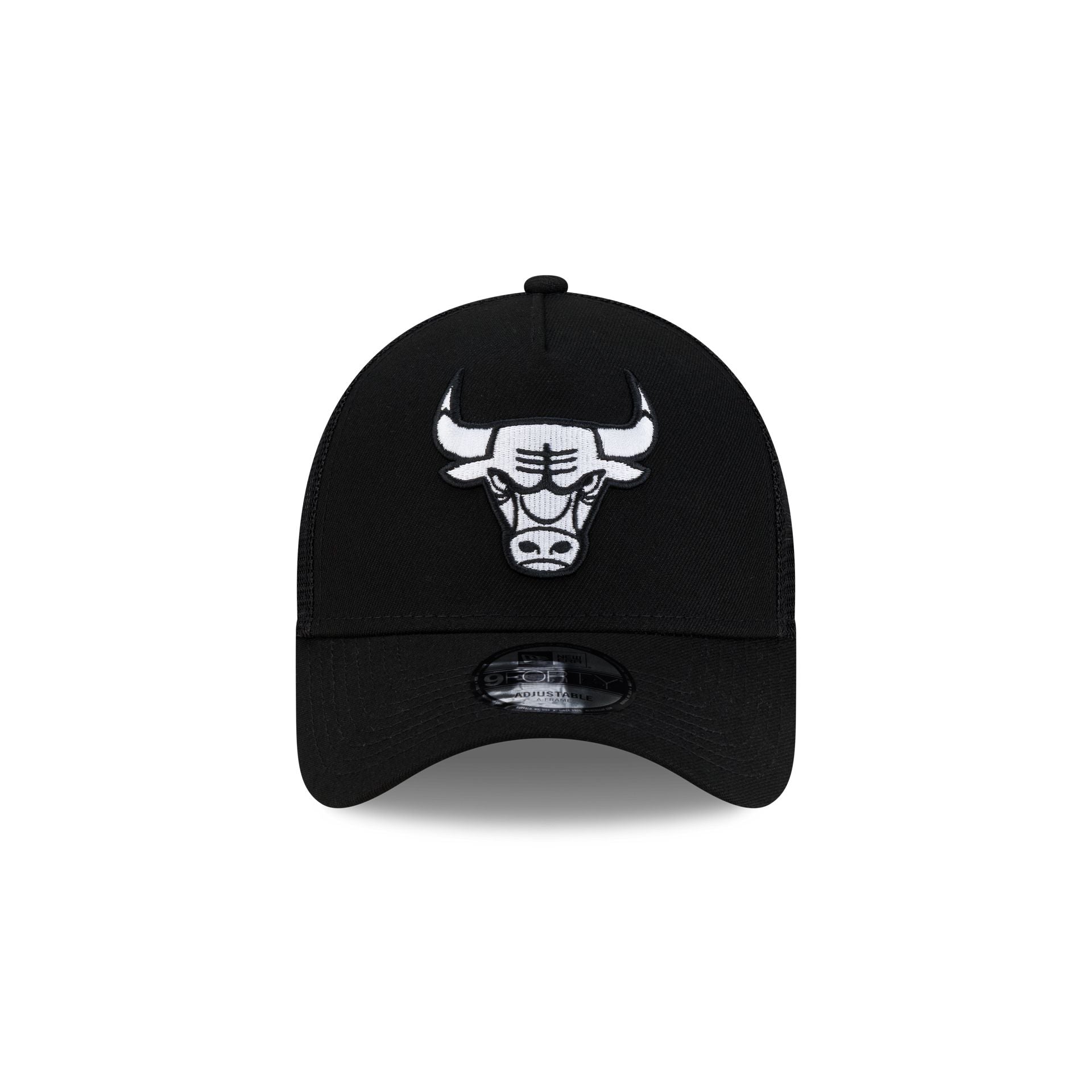 Chicago Bulls Side Script Black 9FORTY A-Frame Trucker Hat