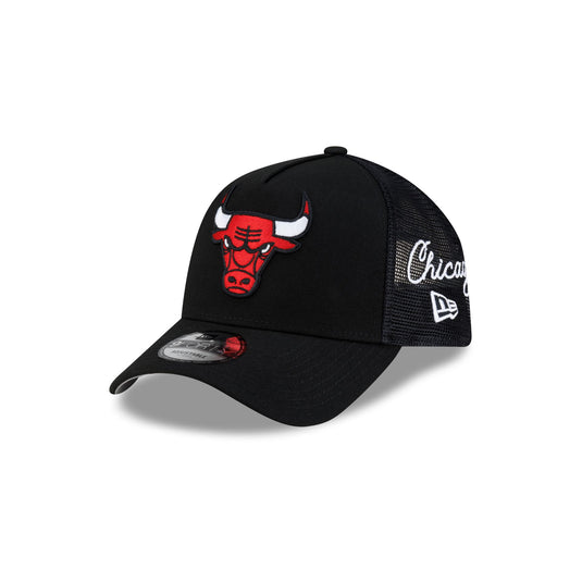 Chicago Bulls Side Script 9FORTY A-Frame Trucker Hat - New Era Cap