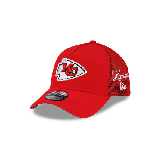 Kansas City Chiefs Side Script 9FORTY A-Frame Trucker Hat - New Era Cap