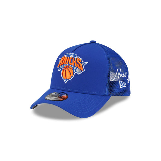 New York Knicks Side Script 9FORTY A-Frame Trucker Hat - New Era Cap