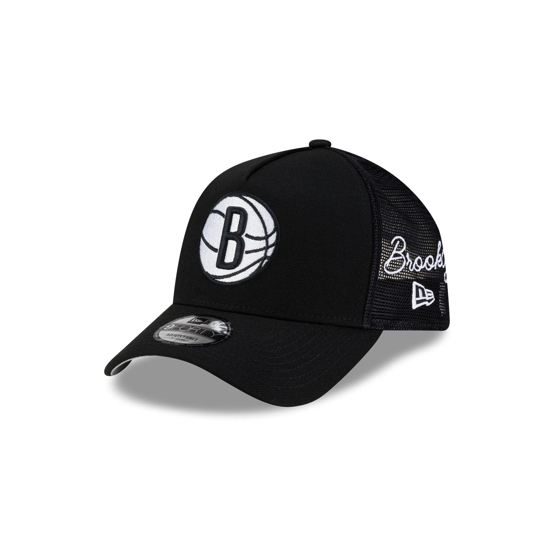 Brooklyn Nets Side Script 9FORTY A-Frame Trucker Hat