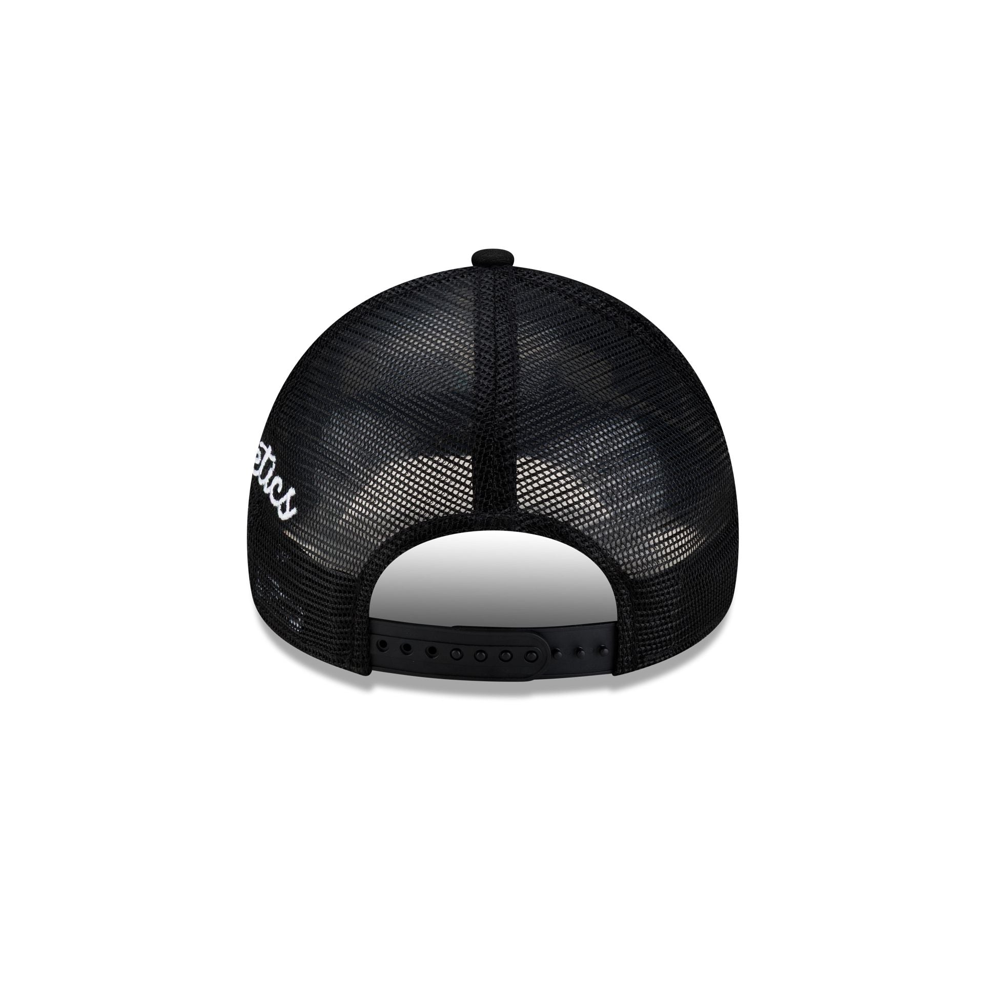 Athletics Side Script Black 9FORTY A-Frame Trucker Hat
