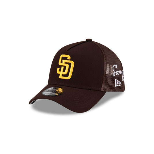 San Diego Padres Side Script 9FORTY A-Frame Trucker Hat - New Era Cap