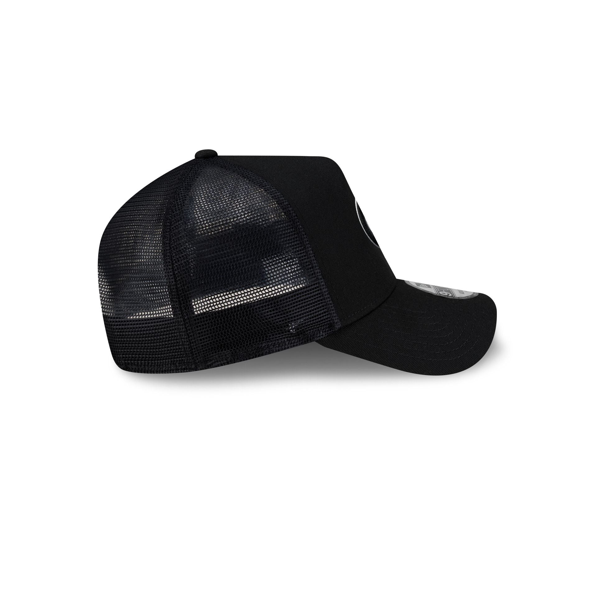 Chicago Cubs Side Script Black 9FORTY A-Frame Trucker Hat