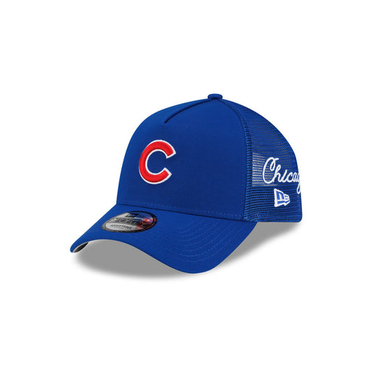 Chicago Cubs Side Script 9FORTY A-Frame Trucker Hat - New Era Cap