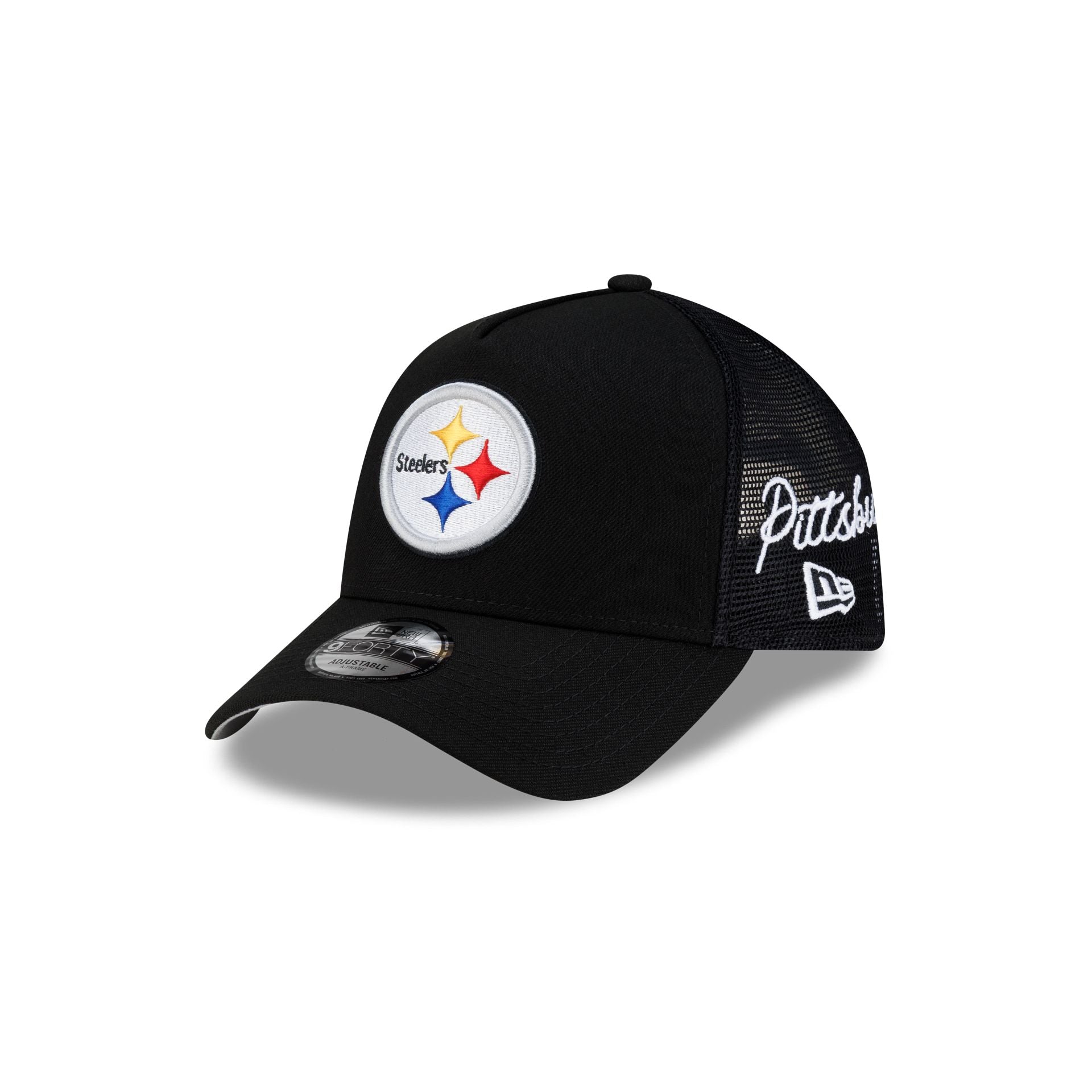 Pittsburgh Steelers Side Script 9FORTY A-Frame Trucker Hat