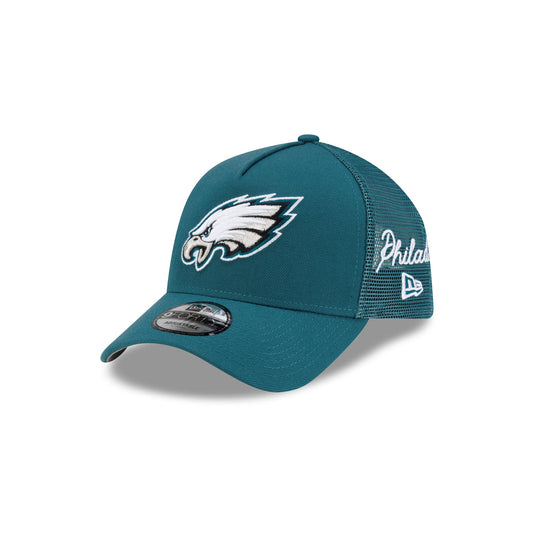Philadelphia Eagles Side Script 9FORTY A-Frame Trucker Hat - New Era Cap