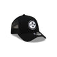Pittsburgh Steelers Side Script Black 9FORTY A-Frame Trucker Hat