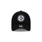 Pittsburgh Steelers Side Script Black 9FORTY A-Frame Trucker Hat