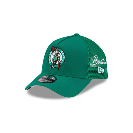 Boston Celtics Side Script 9FORTY A-Frame Trucker Hat - New Era Cap