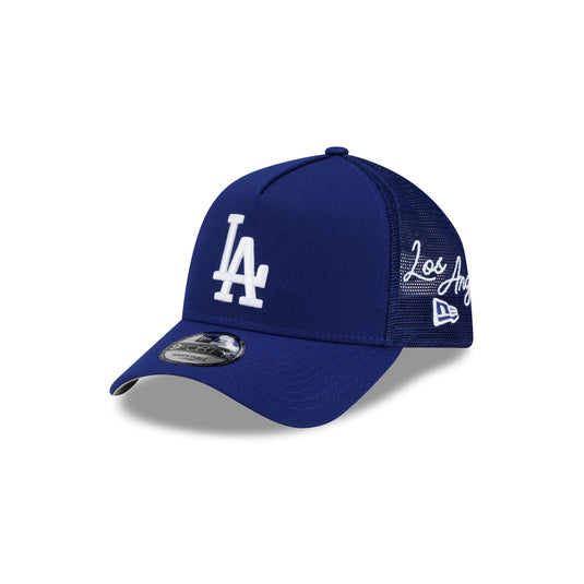 Los Angeles Dodgers Side Script 9FORTY A-Frame Trucker Hat - New Era Cap
