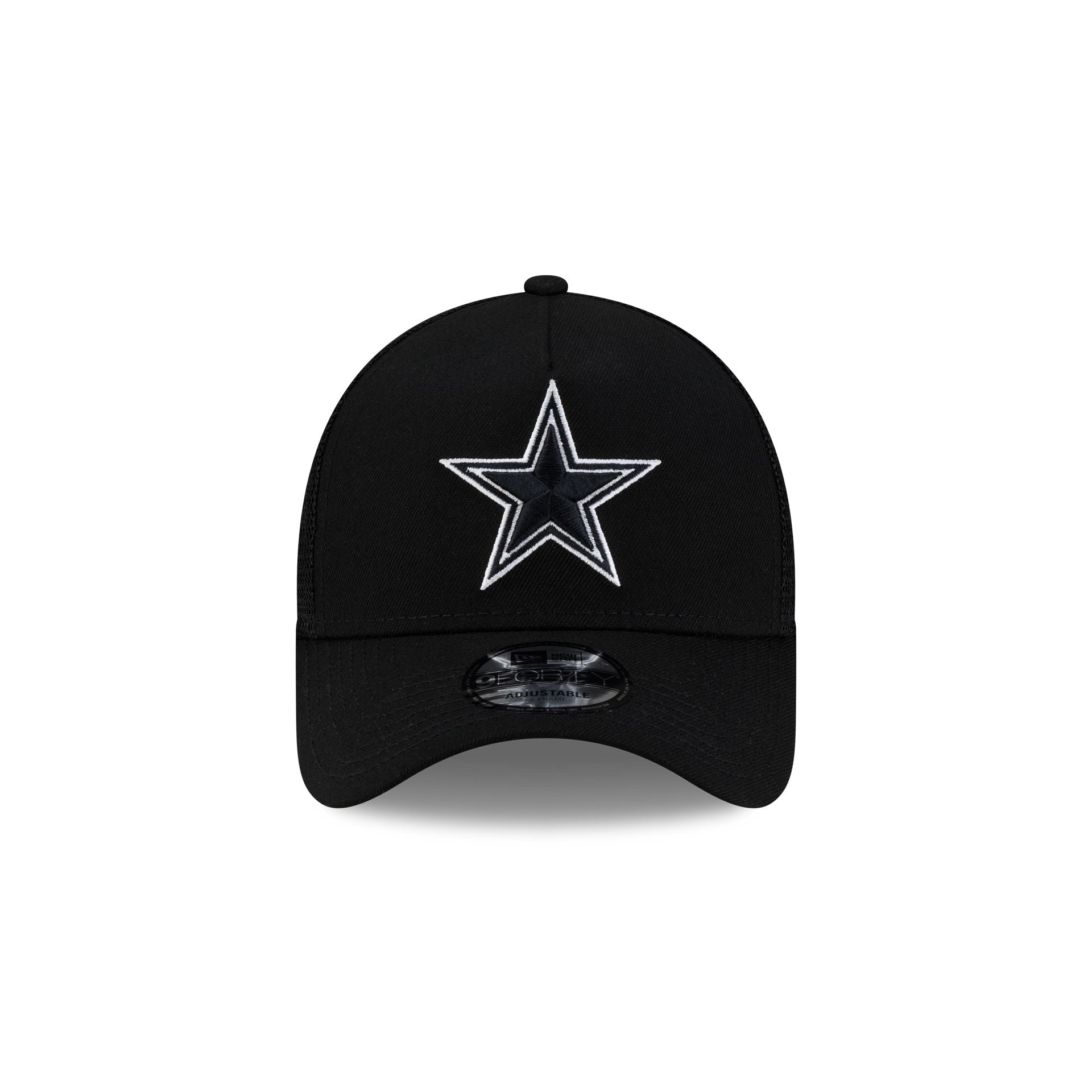 Dallas Cowboys Side Script Black 9FORTY A-Frame Trucker Hat