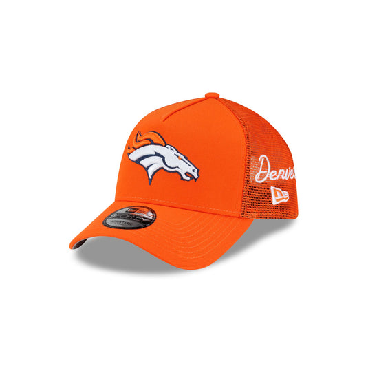 Denver Broncos Side Script 9FORTY A-Frame Trucker Hat - New Era Cap