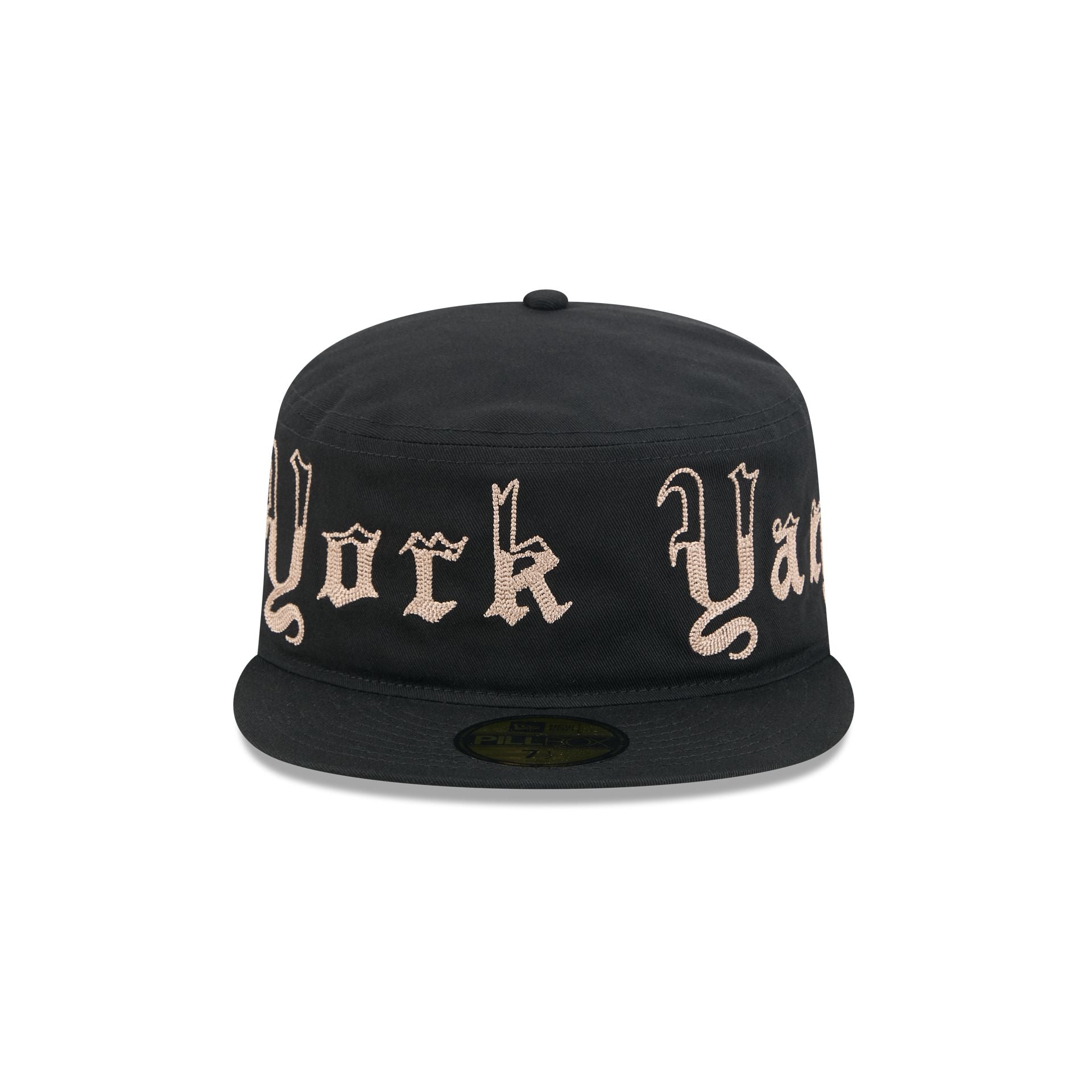 New York Yankees Gothic Lettering Pillbox Hat