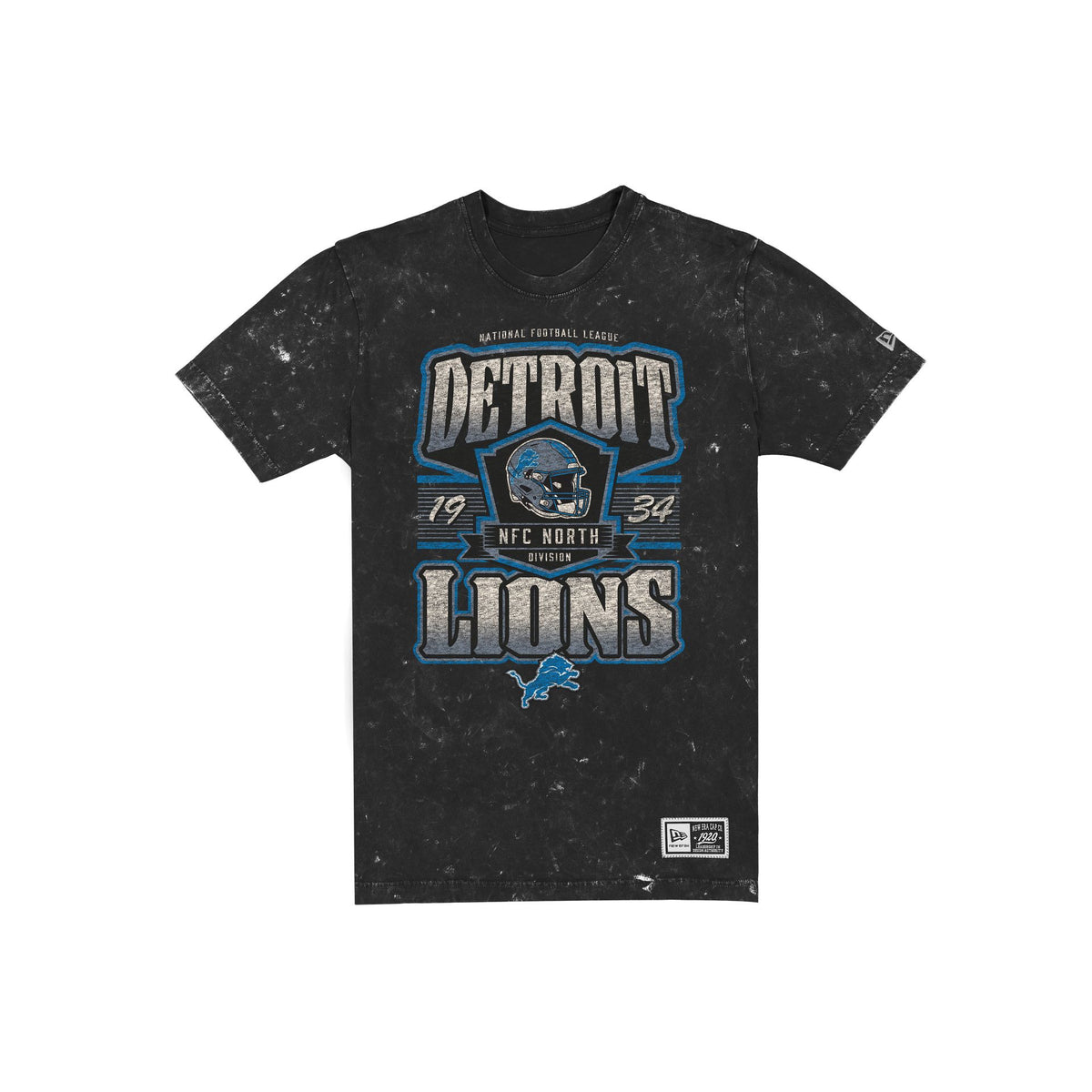 Detroit Lions Throwback Washed Graphic Black T-Shirt