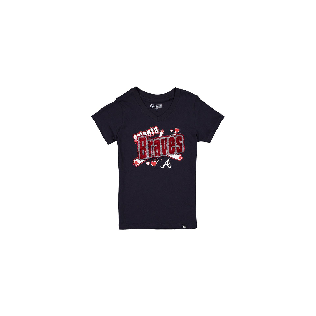 Atlanta Braves Girls Sequin Wordmark T-Shirt
