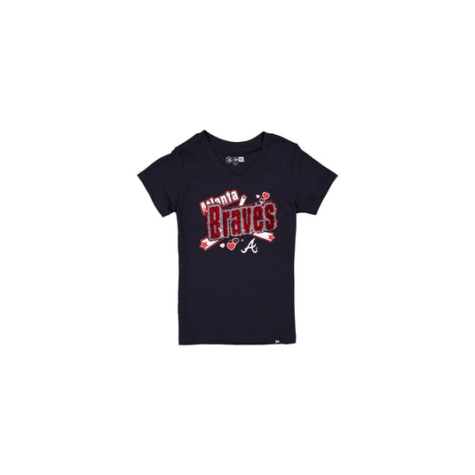Atlanta Braves Girls Sequin Wordmark T-Shirt