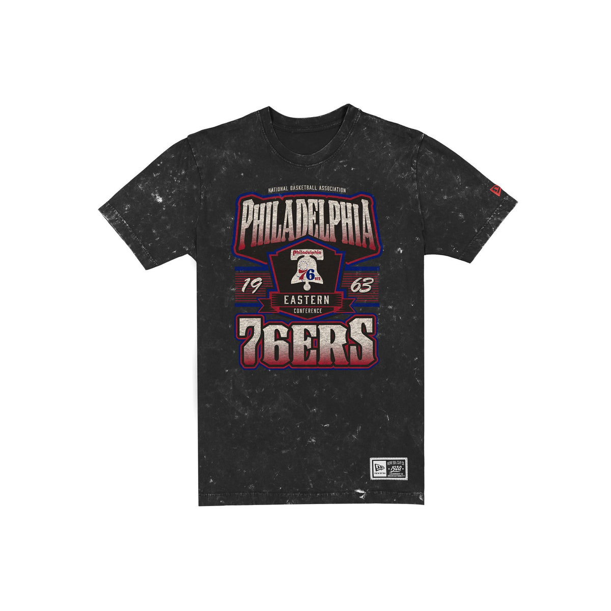 Philadelphia 76ers Throwback Washed Graphic Black T-Shirt