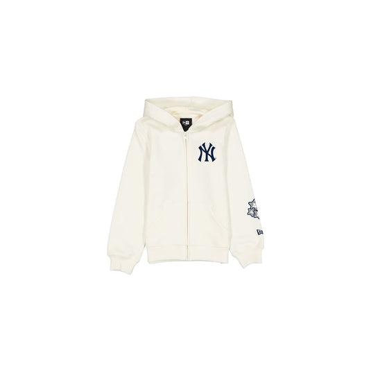 New York Yankees Girls Chrome White Full-Zip Hoodie