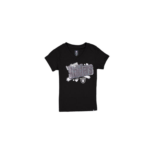 Las Vegas Raiders Girls Sequin Wordmark T-Shirt