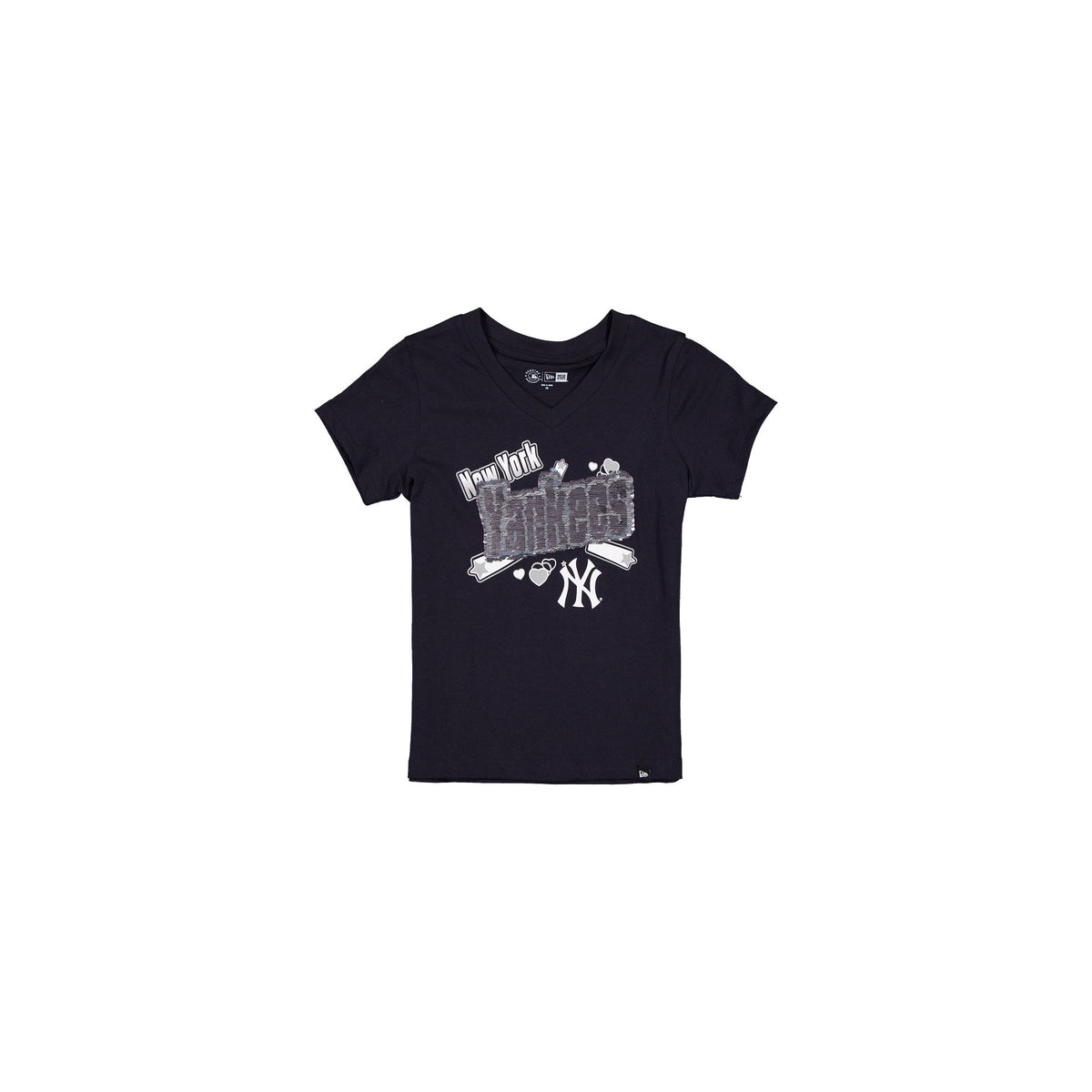New York Yankees Girls Sequin Wordmark T-Shirt
