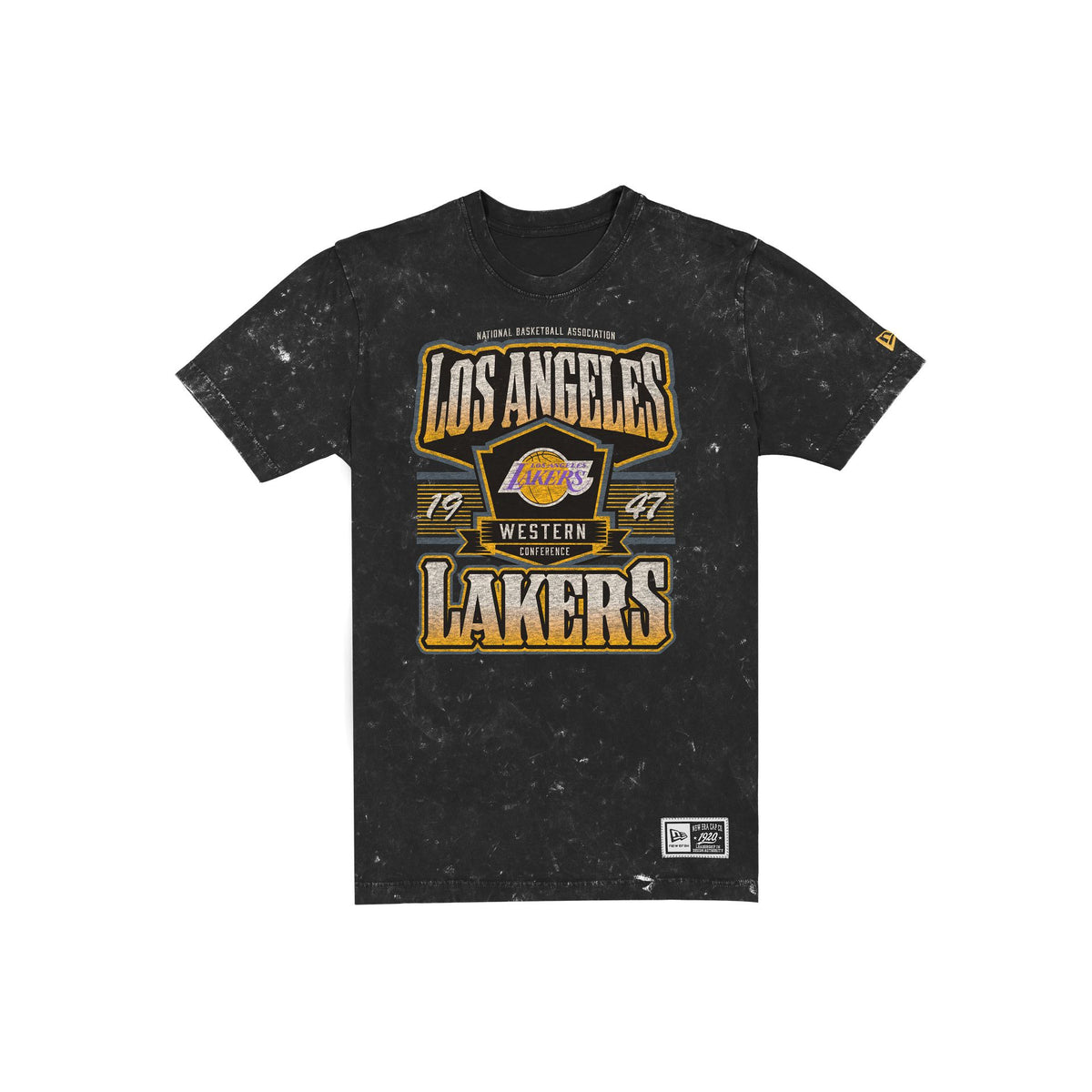 Los Angeles Lakers Throwback Washed Graphic Black T-Shirt