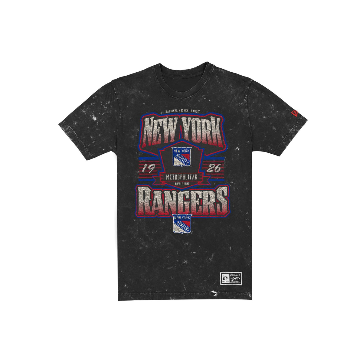 New York Rangers Throwback Washed Graphic Black T-Shirt