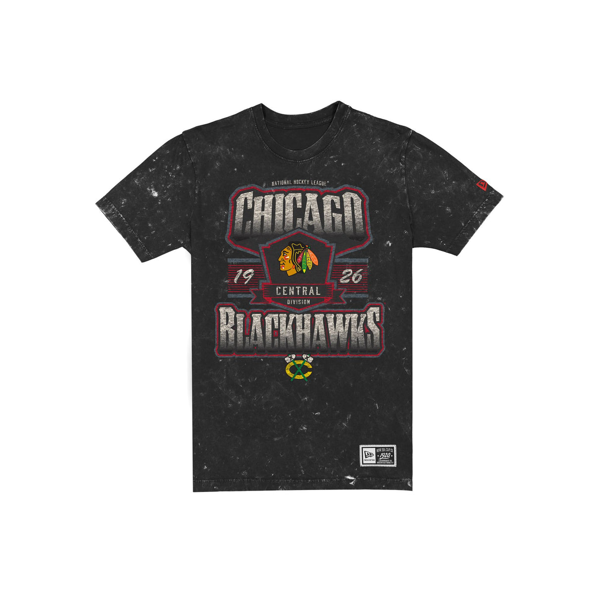 Chicago Blackhawks Throwback Washed Graphic Black T-Shirt