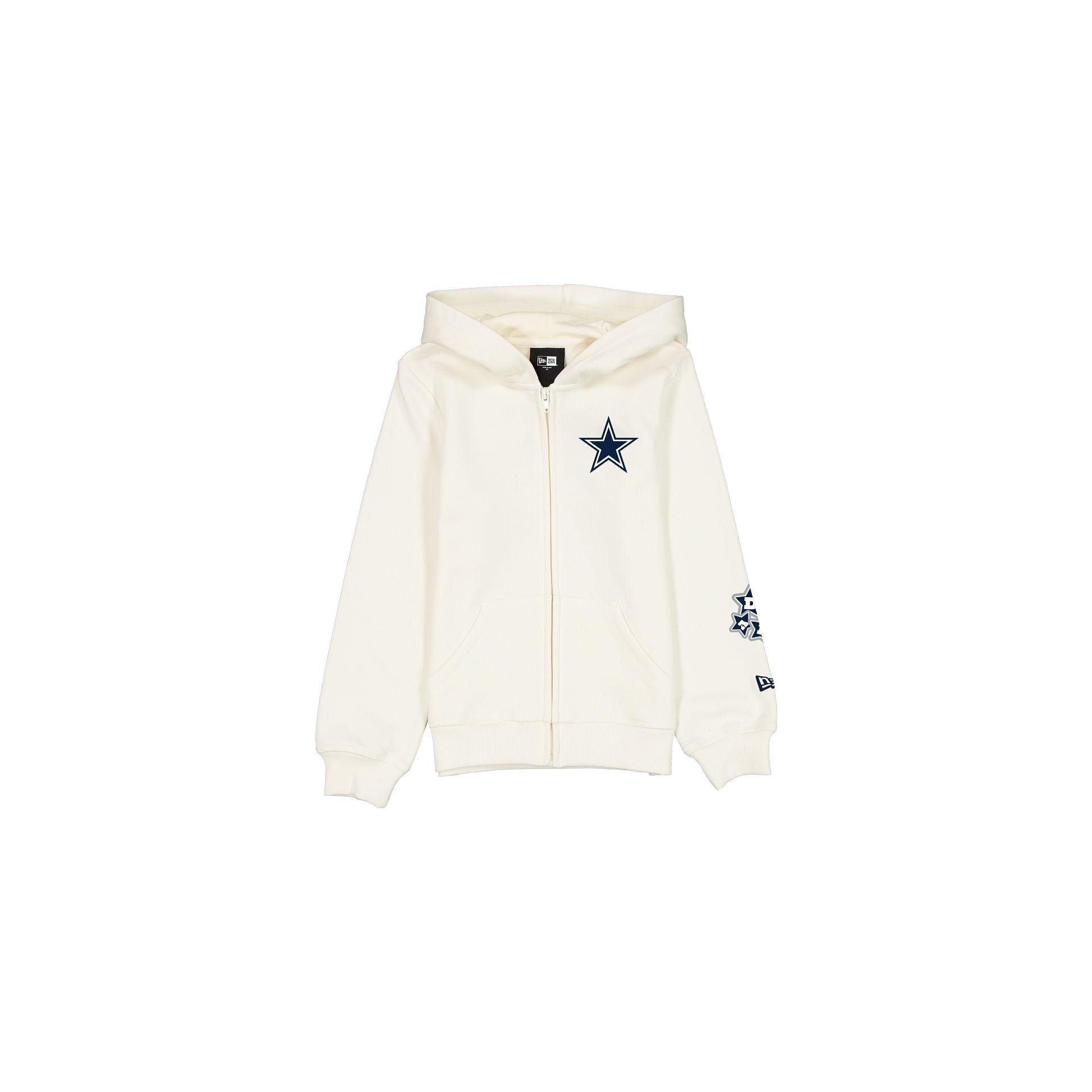 Dallas Cowboys Girls Chrome White Full-Zip Hoodie