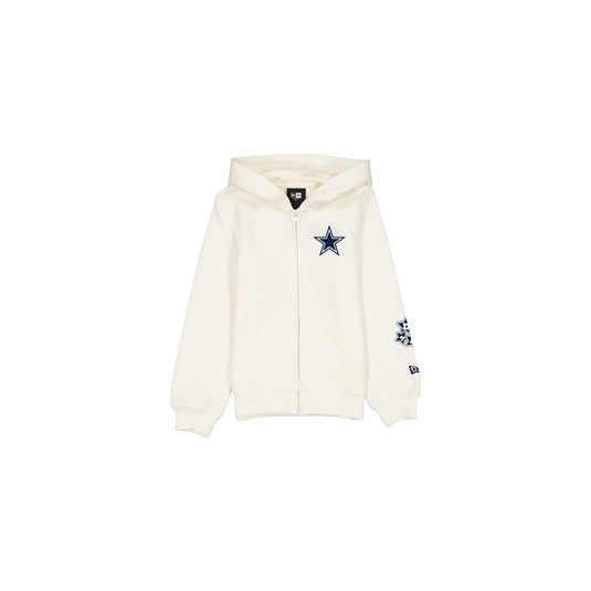 Dallas Cowboys Girls Chrome White Full-Zip Hoodie