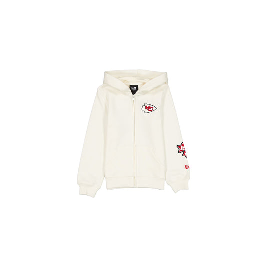 Kansas City Chiefs Girls Chrome White Full-Zip Hoodie