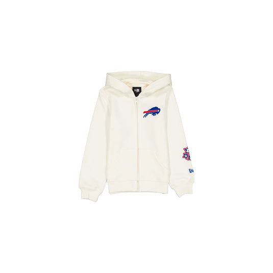 Buffalo Bills Girls Chrome White Full-Zip Hoodie
