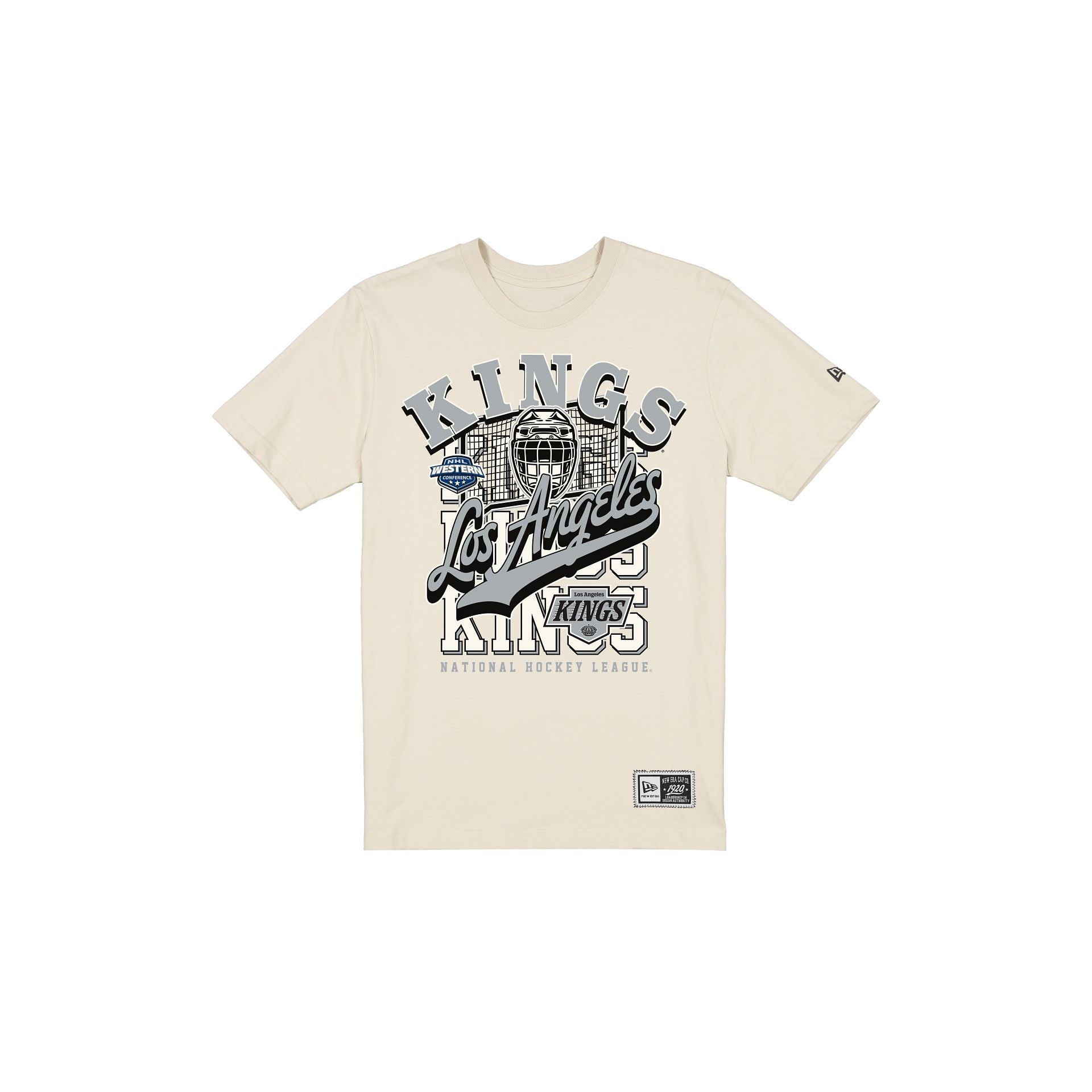 Los Angeles Kings Throwback Helmet Chrome White T-Shirt