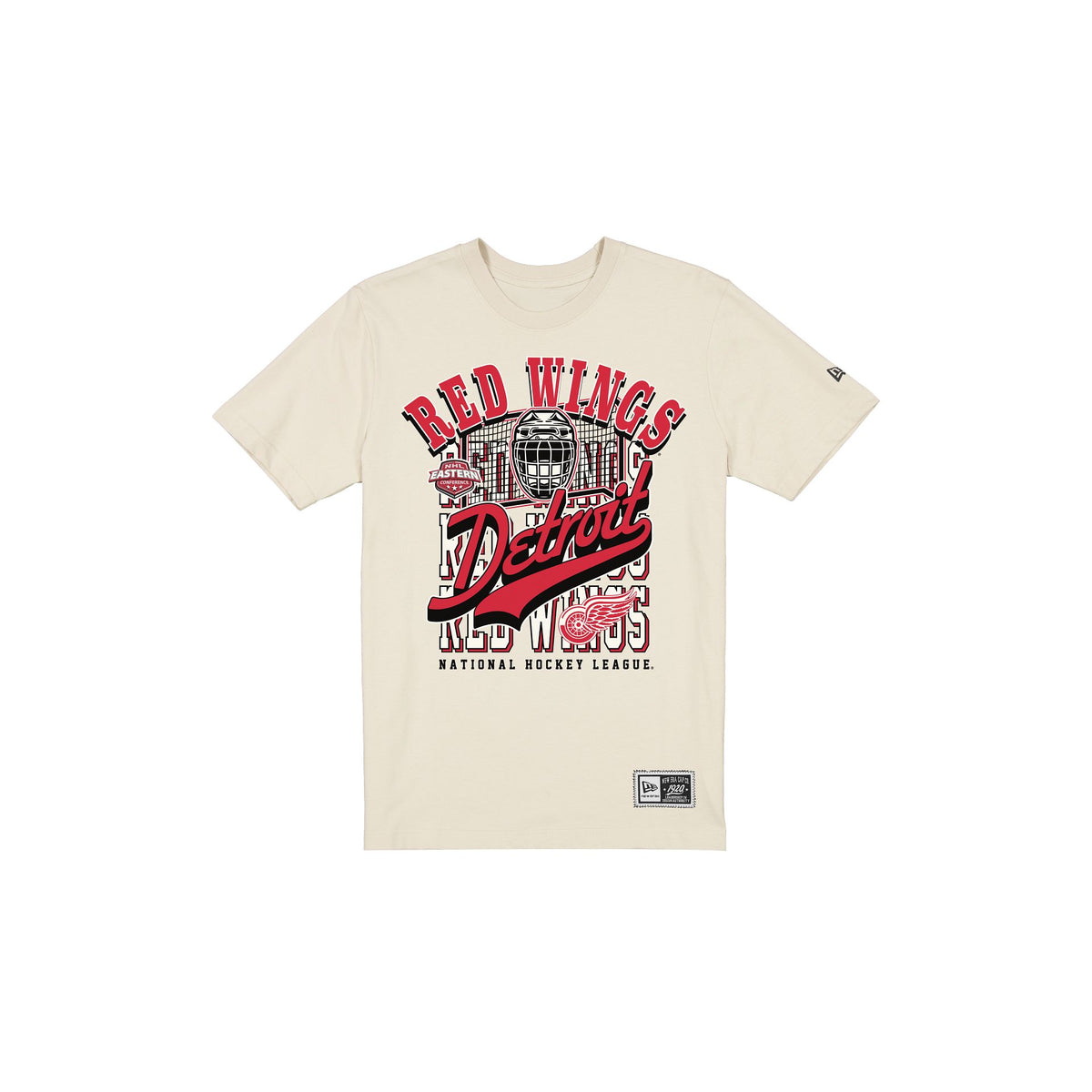 Detroit Red Wings Throwback Helmet Chrome White T-Shirt