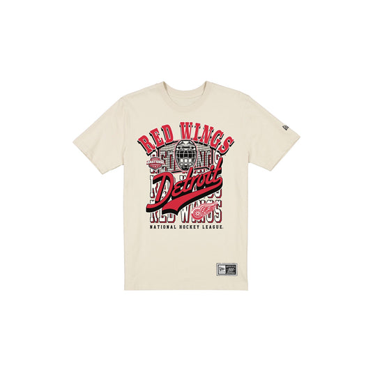 Detroit Red Wings Throwback Helmet Chrome White T-Shirt