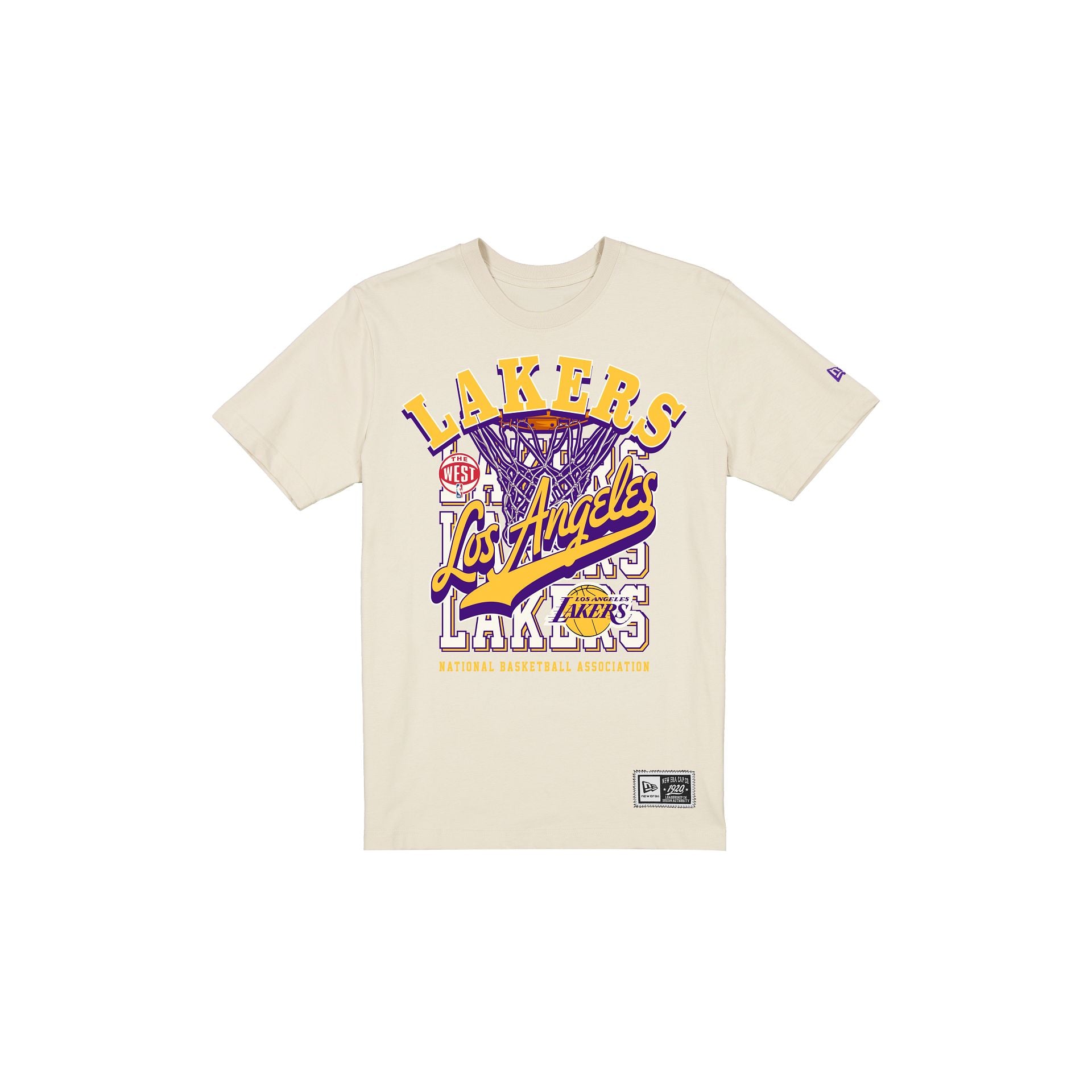 Los Angeles Lakers Throwback Net Chrome White T-Shirt