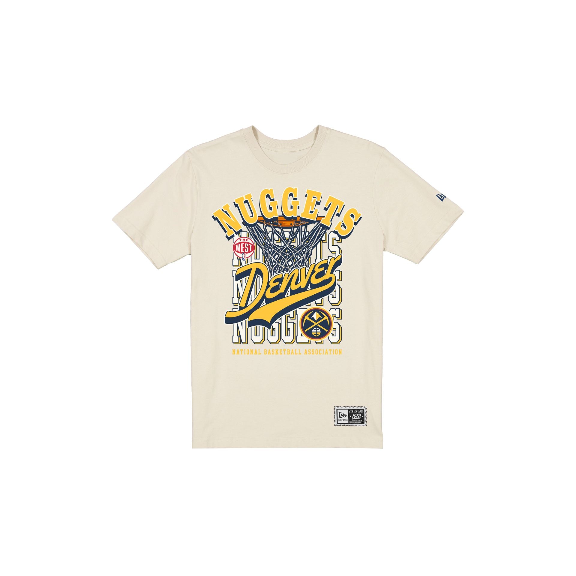 Denver Nuggets Throwback Net Chrome White T-Shirt